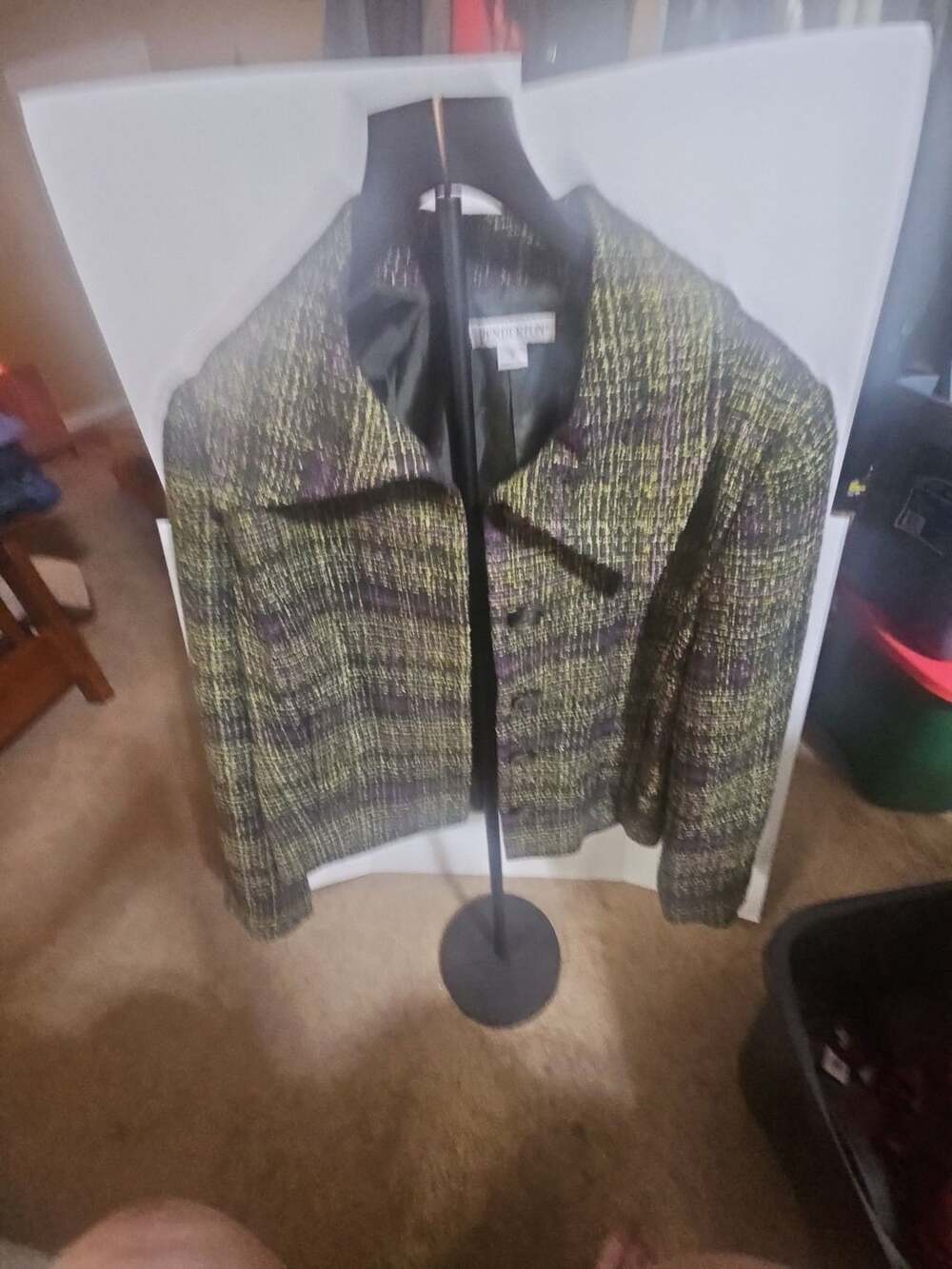 Pendleton Tweed Jacket Size 8 Green Purple Button Blazer